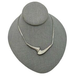 Silvertone abstract fashion necklace
